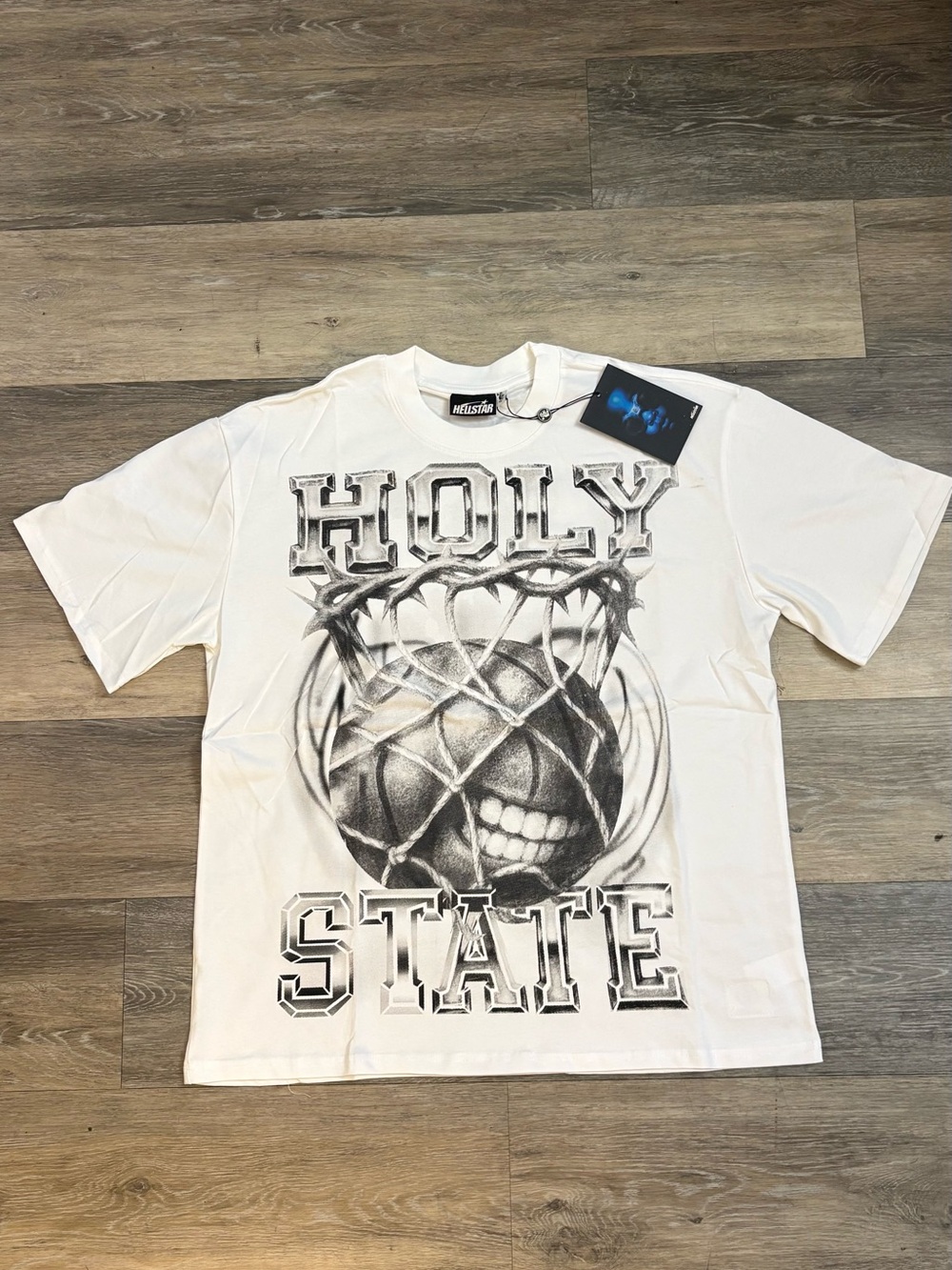 Hellstar “Holy State” Graphic Tee in White - Men